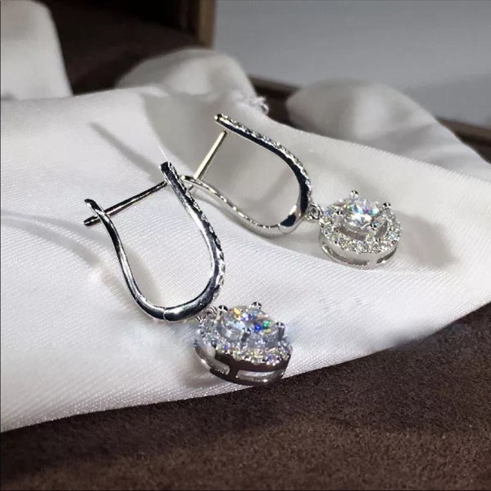 New Round Zircon Drop Vintage Dangle Earrings - Picture 2 of 2